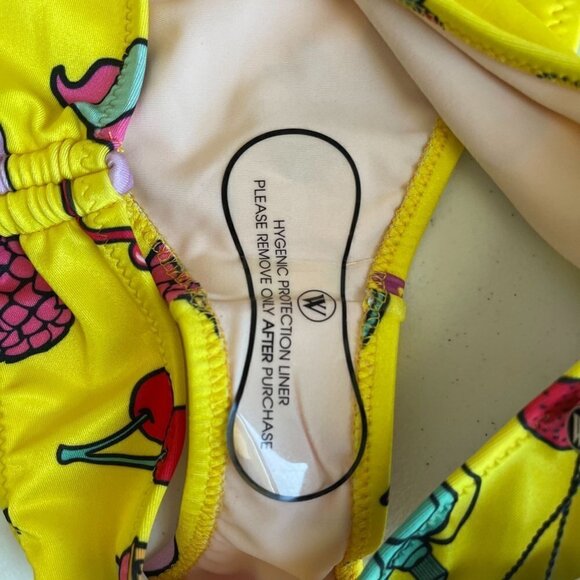 NWT Wildfox Ruched Boy Short Bikini Swim Bottom Yellow Emoji Size Small - Picture 6 of 7